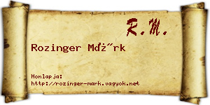 Rozinger Márk névjegykártya